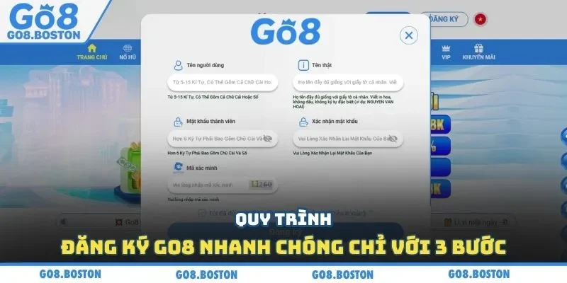 Quy trình đăng ký GO8 nhanh chóng chỉ với 3 bước